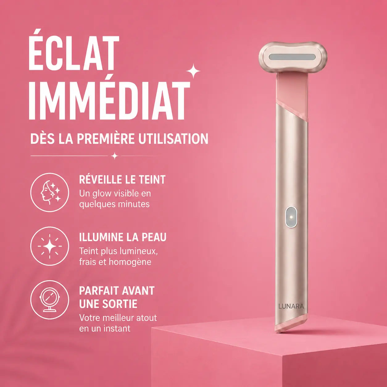 LunaRed baguette - Avant/après traitement LED rajeunissement peau
